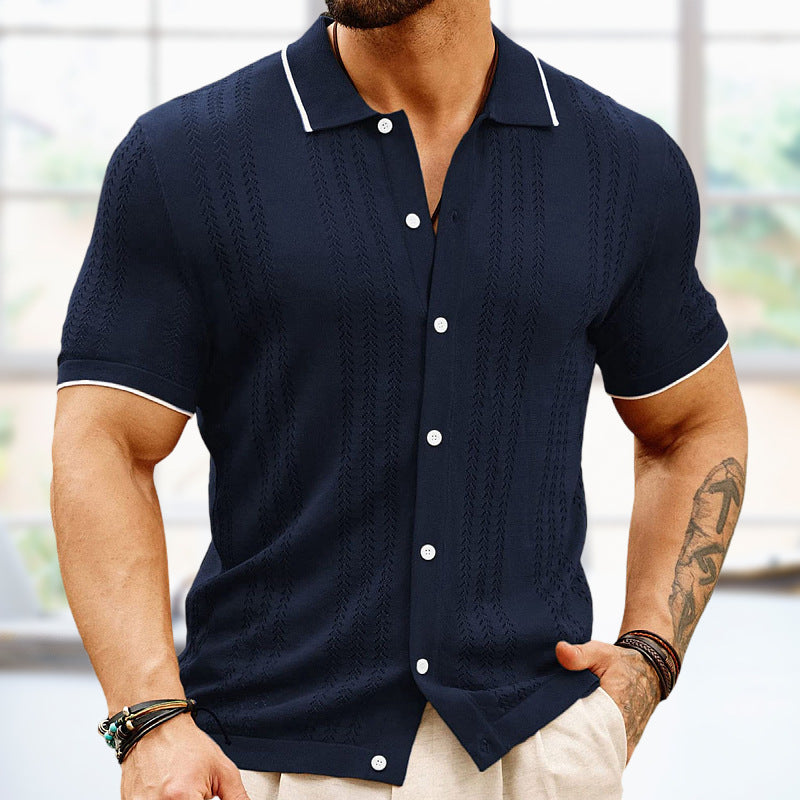 Kurzarm-Poloshirt Sommer Button Revers Top Fashion Business Herrenbekleidung