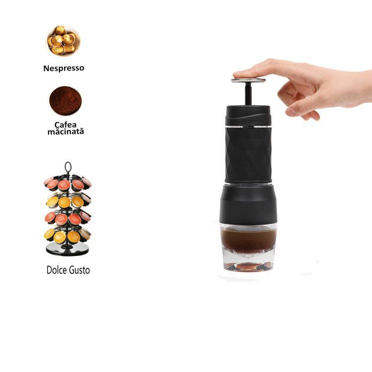 3-in-1 Manual Coffee Maker | Nespresso & Ground Coffee | No Electricity Needed.