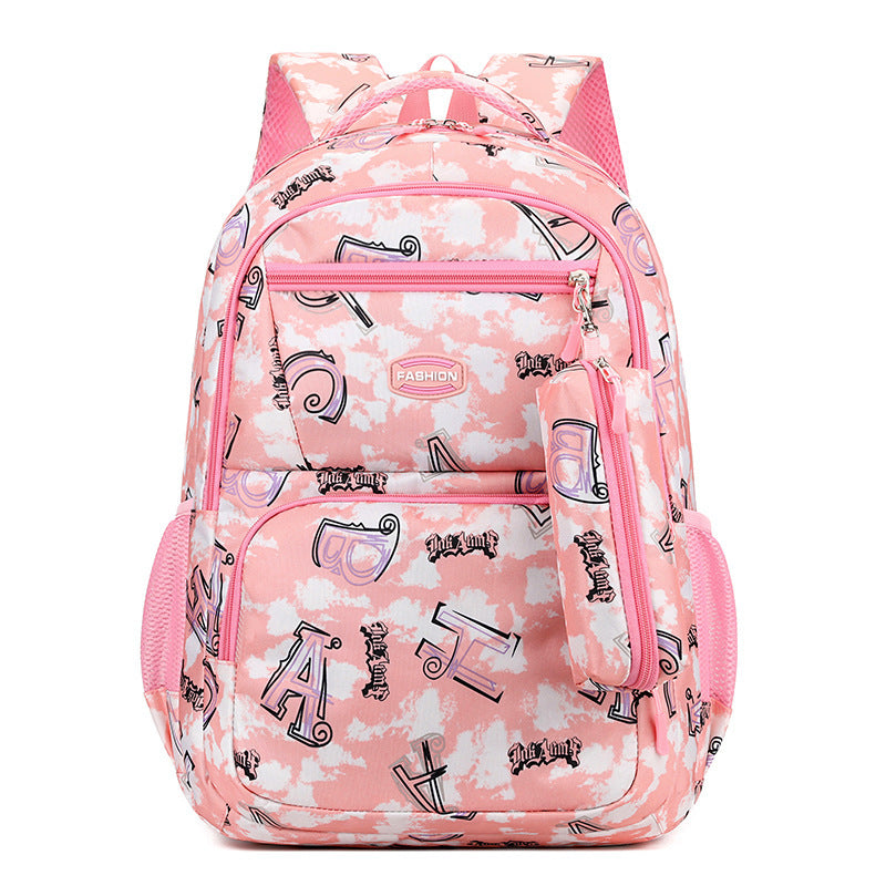 Druckrucksack mit Federmäppchen Fsahion Sweet Primary School Students Schultasche für Mädchen Jungen