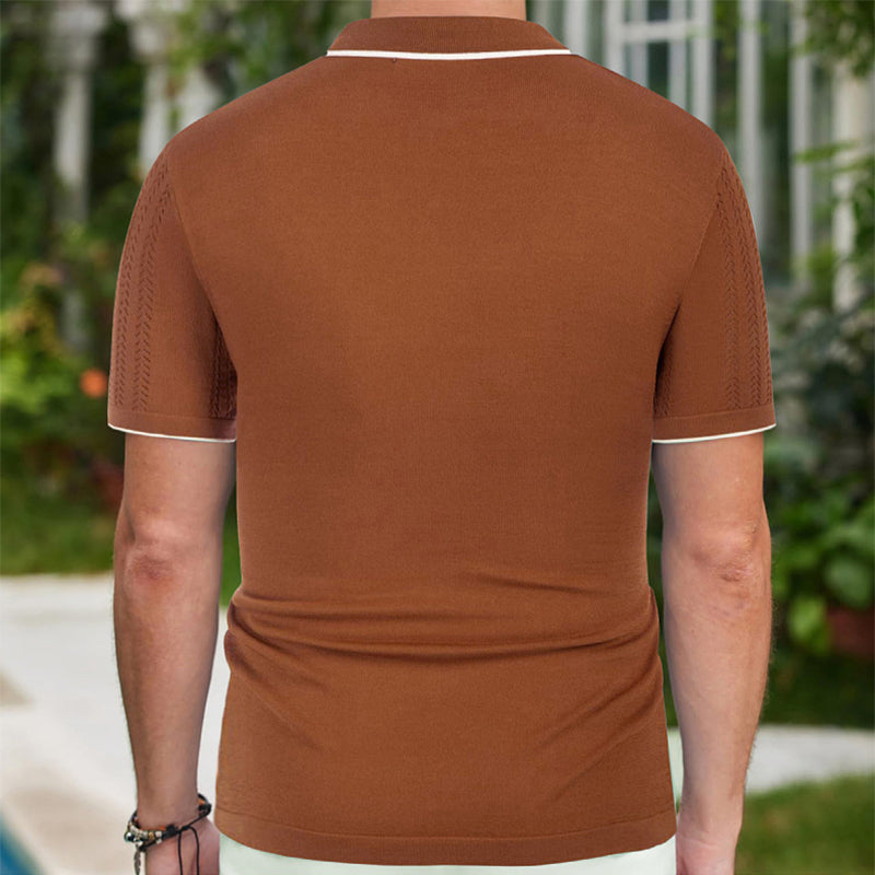 Kurzarm-Poloshirt Sommer Button Revers Top Fashion Business Herrenbekleidung