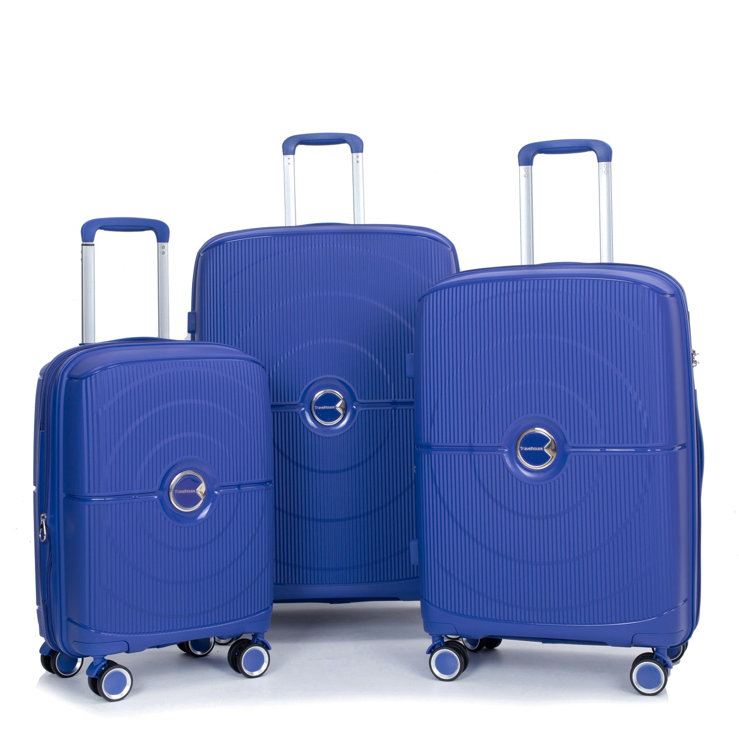 Erweiterbarer Hartschalenkoffer mit Doppel-Spinner-Rädern, PP-Gepäcksets, leicht, langlebig, 3-teiliges Set (20/24/28), Marineblau