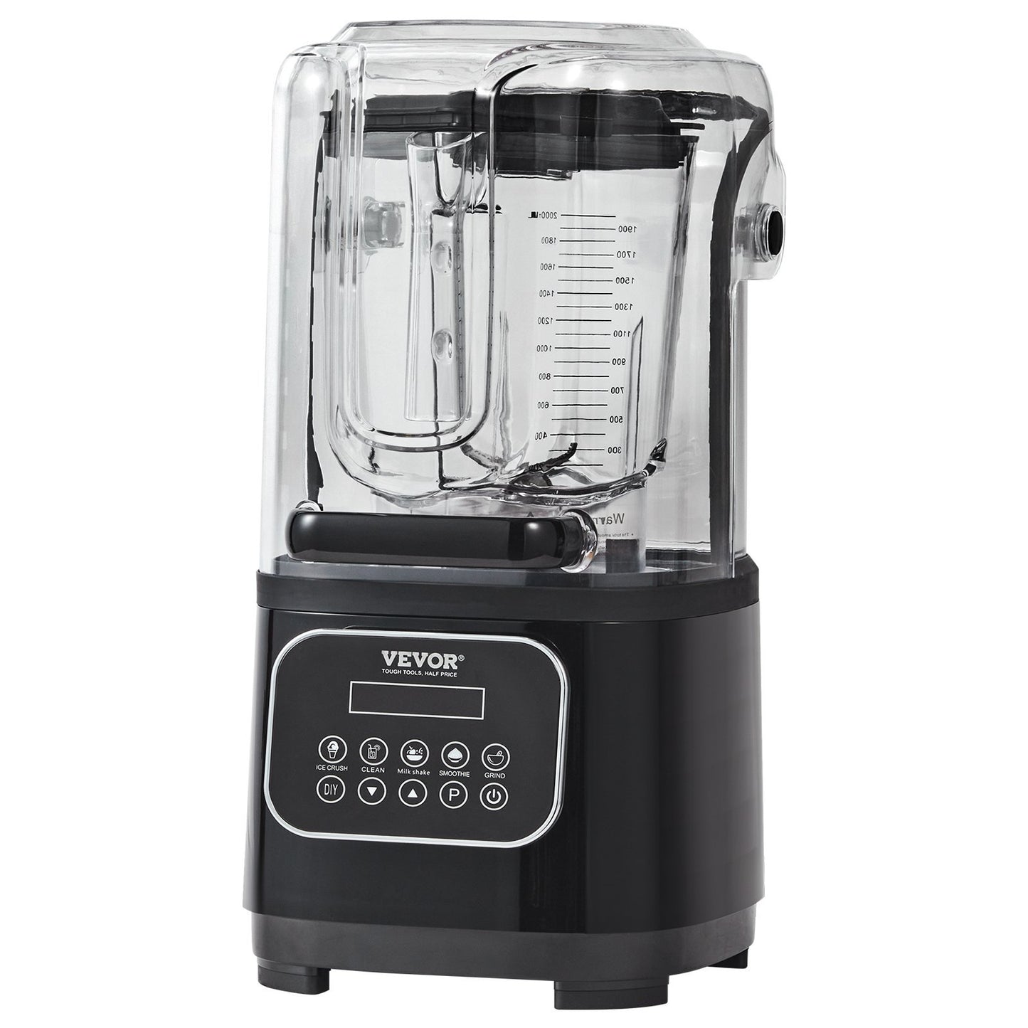 VEVOR Professional Blender With Shield, Commercial Countertop Blenders, 68 Oz  Blender Combo, Stainless Steel 9 Speed & 5 Functions Blender, For Shakes, Smoothies, Peree, And Crush Ice, Black