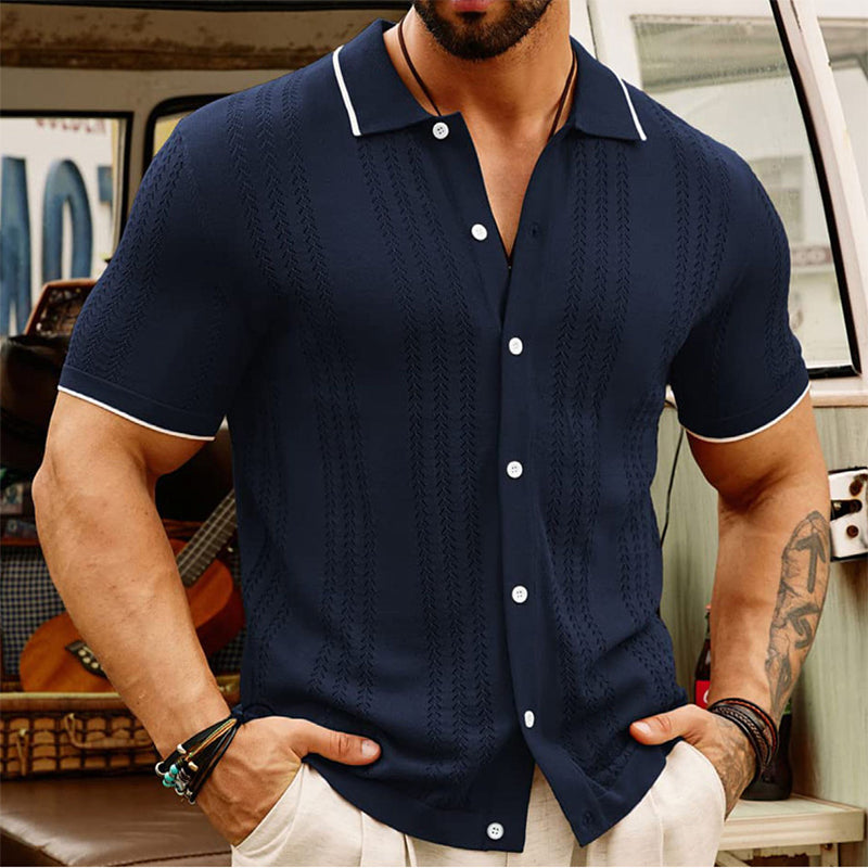 Kurzarm-Poloshirt Sommer Button Revers Top Fashion Business Herrenbekleidung