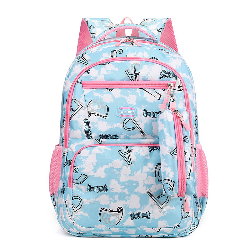 Druckrucksack mit Federmäppchen Fsahion Sweet Primary School Students Schultasche für Mädchen Jungen