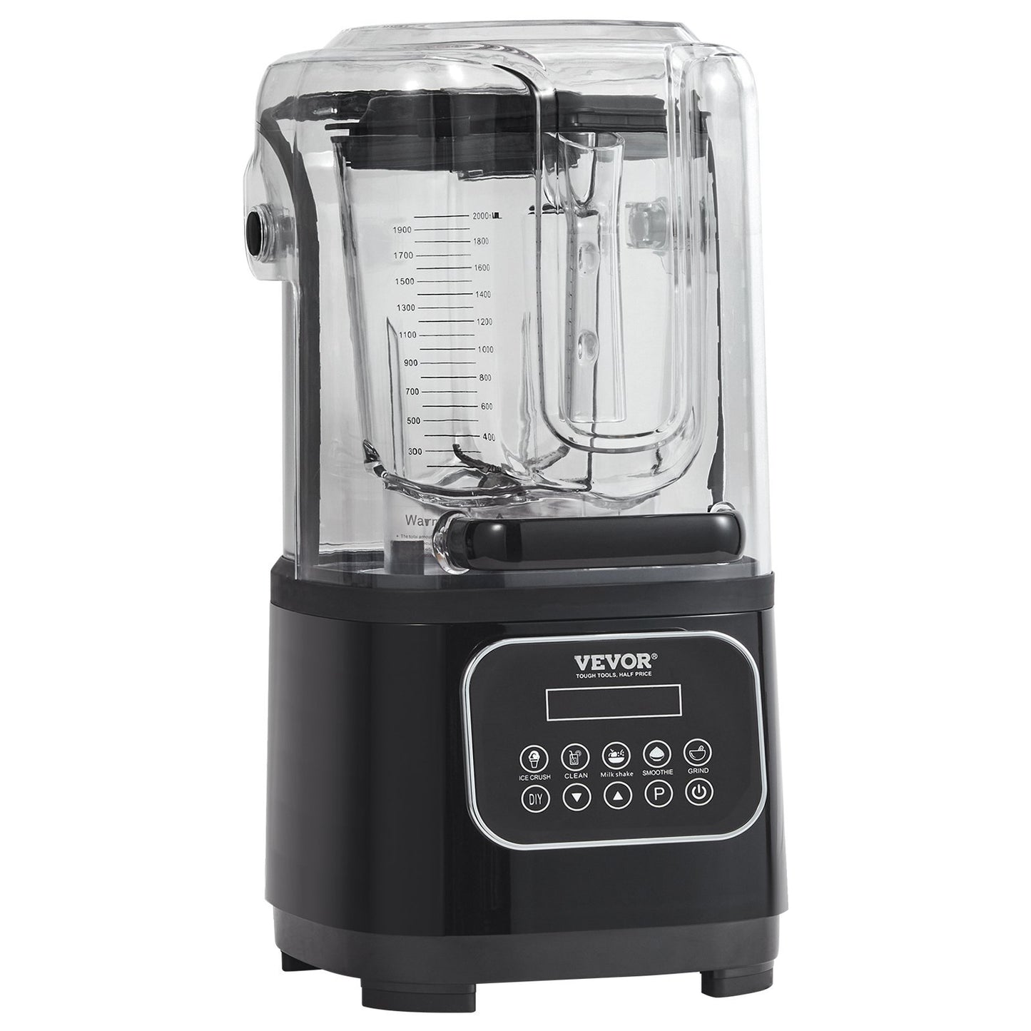 VEVOR Professional Blender With Shield, Commercial Countertop Blenders, 68 Oz  Blender Combo, Stainless Steel 9 Speed & 5 Functions Blender, For Shakes, Smoothies, Peree, And Crush Ice, Black