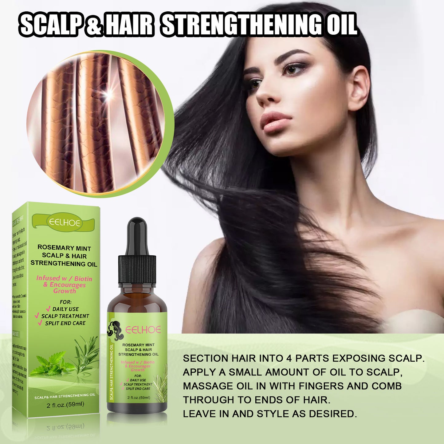Rosmarin-Minze-Haarwuchsfluid Kopfhautmassage