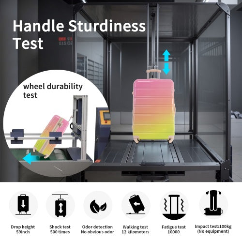 Hardshell Luggage Sets 3 Piece Gradient Color Expandable Suitcase With Spinner Wheels And TSA Lock Lightweight 20 24 28 Available,Pink Green