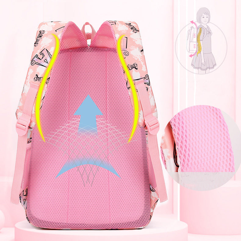 Druckrucksack mit Federmäppchen Fsahion Sweet Primary School Students Schultasche für Mädchen Jungen