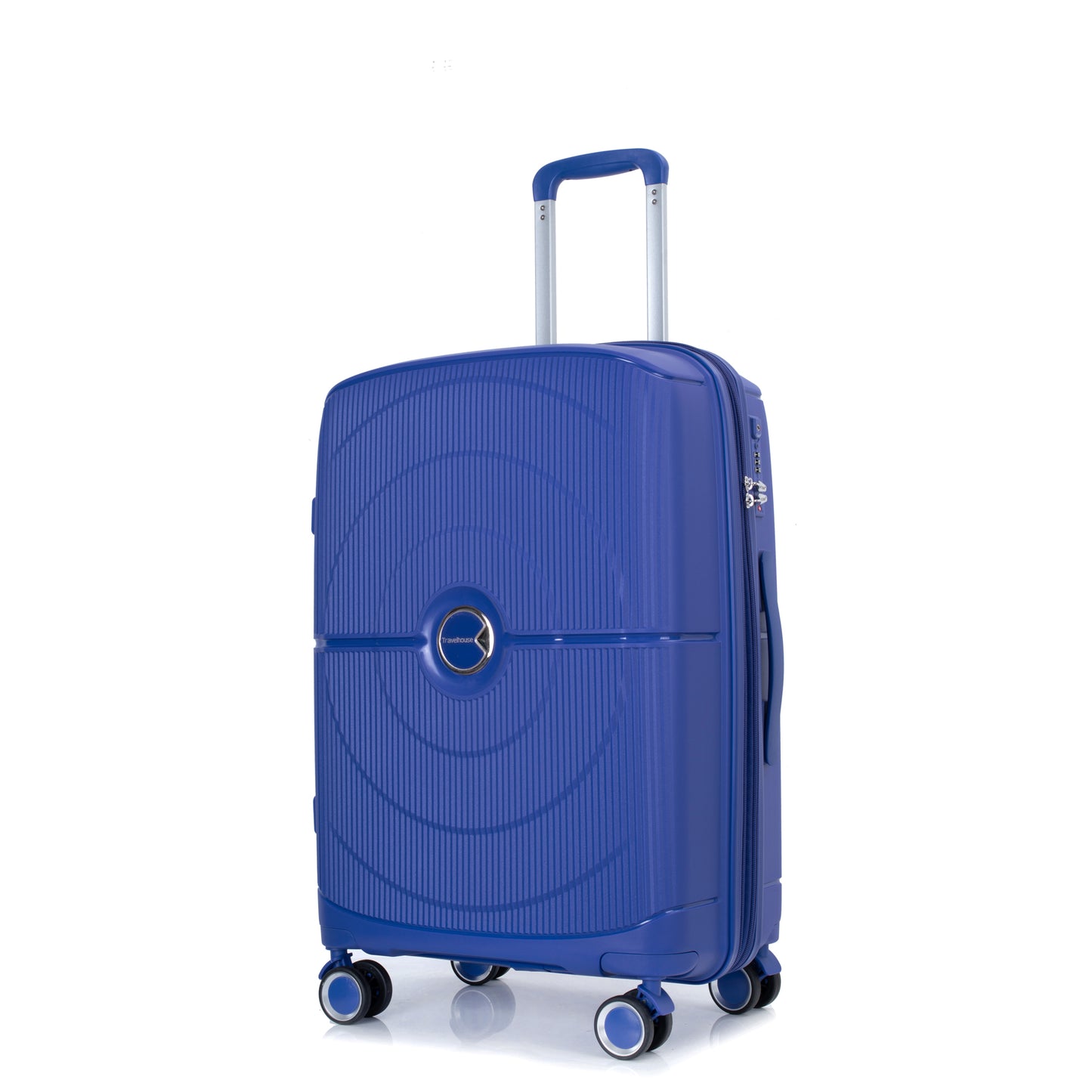 Erweiterbarer Hartschalenkoffer mit Doppel-Spinner-Rädern, PP-Gepäcksets, leicht, langlebig, 3-teiliges Set (20/24/28), Marineblau