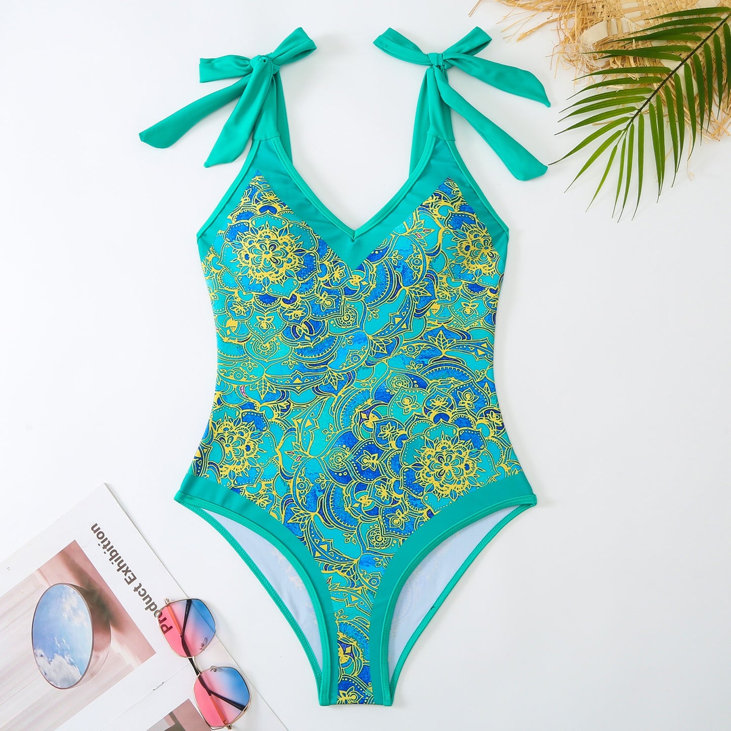 Der beste Sommerbadeanzug für Frauen, schlankmachendes und Retro-Außenhandels-Riemenbadeanzug-Set, Chiffon