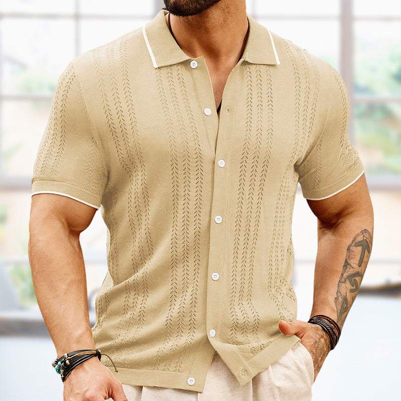 Kurzarm-Poloshirt Sommer Button Revers Top Fashion Business Herrenbekleidung