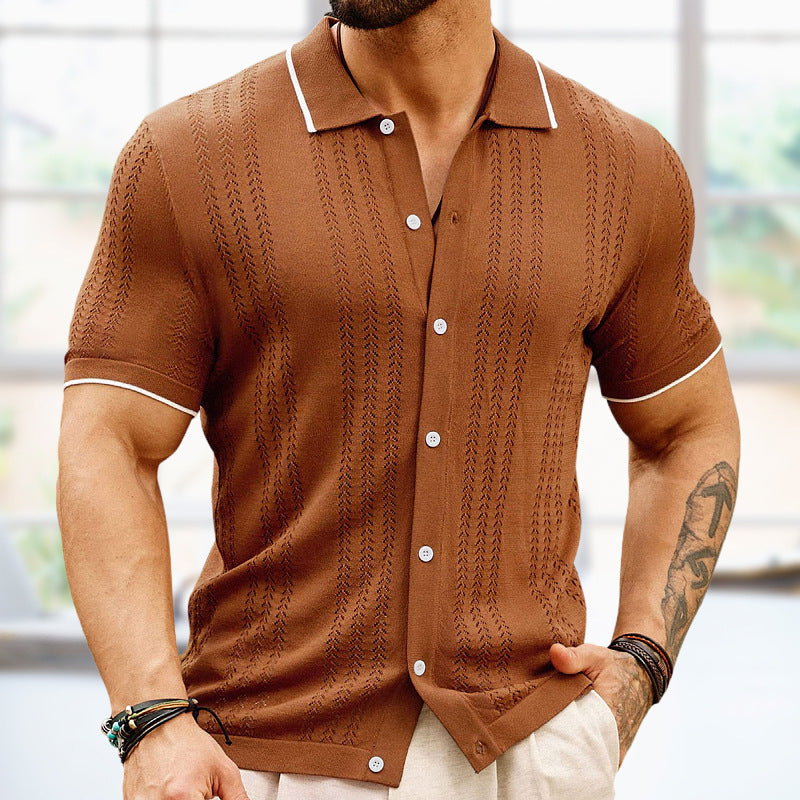 Kurzarm-Poloshirt Sommer Button Revers Top Fashion Business Herrenbekleidung